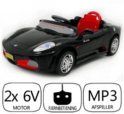 Zeno EL-bil til b�rn - Cabriolet Sort -  m/2x motor + remote