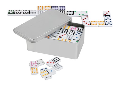 Domino - Double 12 i metalboks.