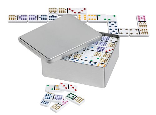 Domino - Double 15 i metalboks.