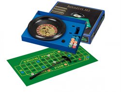 Roulette med spilleplade og chips
