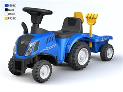 New Holland traktor med vogn, skovl og rive