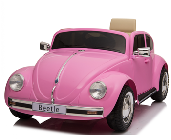 VW Beetle 12V Classic Pink med fjernbetjening og lædersæde