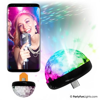 PartyFun USB disko kugle til USB-C telefoner / tablets.