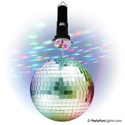 PartyFun Roterende spejlkugle med flerfaret LED og motor.