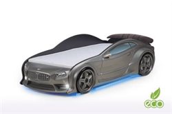 EVO racerbil seng grafit beta med madras, LED lys og spoiler.