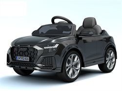 Audi RSQ8 sort, 12V, med gummihjul