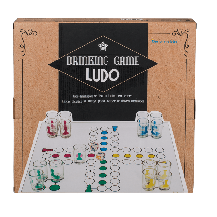 Glasdrikkespil, Ludo, glas og 2 terninger