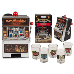 Spilleautomat med 5 shotsglas.